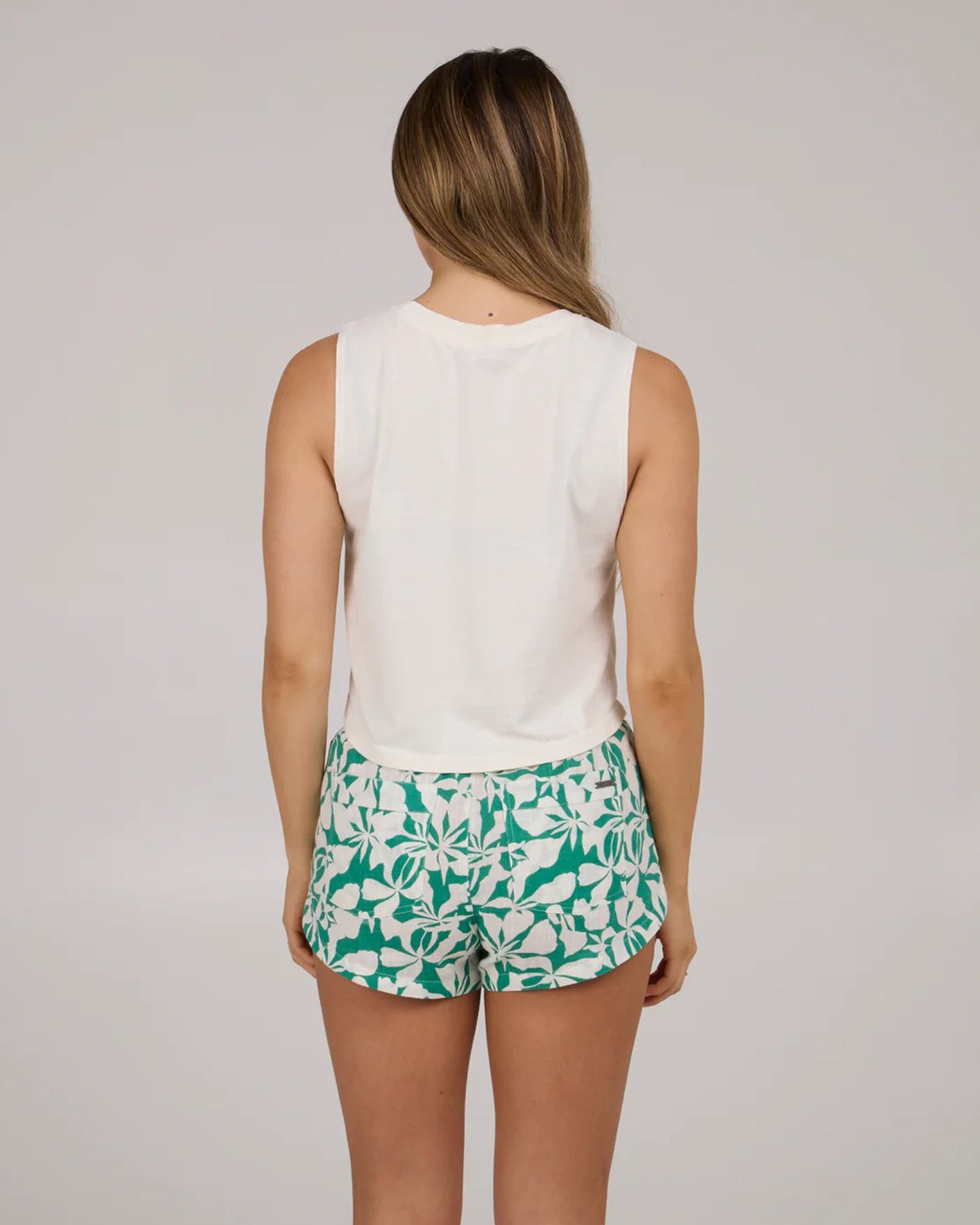 Queen Palm Cropped Tank Top - Off White