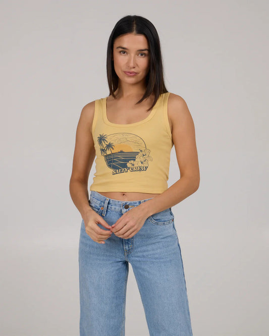 Beach Scene Tank Top - Dusty Gold